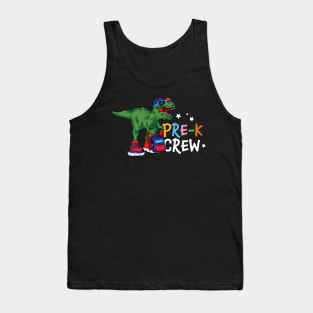 Funny T-Rex Back To School Pre-K Crew Pre Kindergarten Gift Tank Top